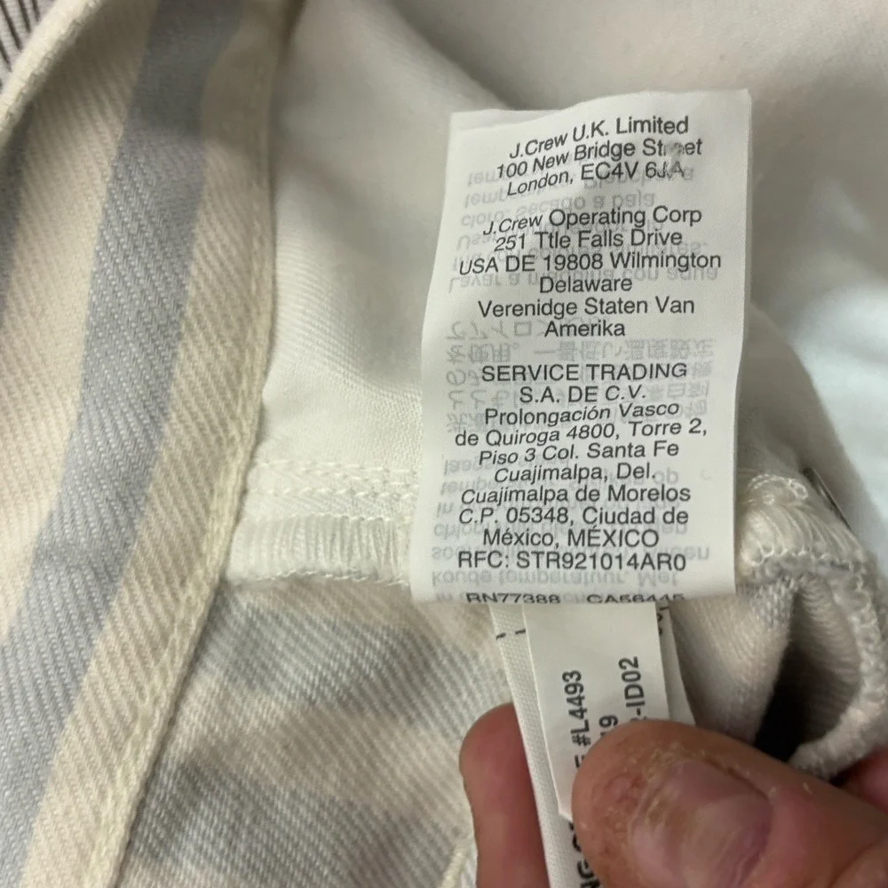 Madewell Stretch A-Line Mini Skirt Sz 25 Cream Blue Pompano Stripe Button L4493‎